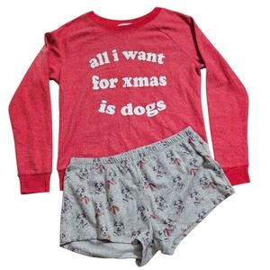 All I Want For Xmas Is Dogs Red/Gray Lounge Wear/PJs Set